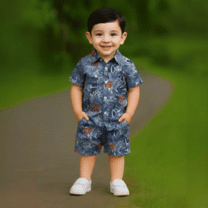 Boys All Over LEAF & TIGER Print Shirt & Pant Set Multicolor