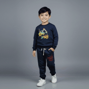 Boys Digger Printed Winter Sweatshirt & Trouser Set Blue