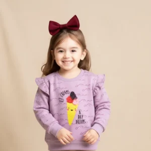 Ice Cream & Day Dreams Winter Sweatshirt for Girls Light Purple
