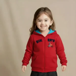 Baby Biker Winter Zip-up Hoodie Red