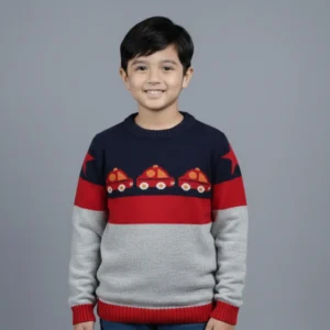 Kids Car Winter Sweater Blue