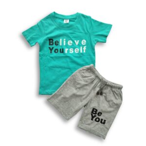 Believe Yourself Printed T-shirt & Pant Set Yellow Orange