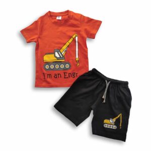 I'm an Engr. Printed T-shirt & Pant Set Red Orange