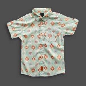 All Over Floral Printed Boys Shirt Pastel Mint