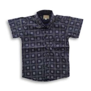 All Over Printed Boys Shirt Navy Blue