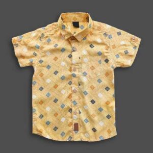 All Over Printed Boys Shirt Pale Banana