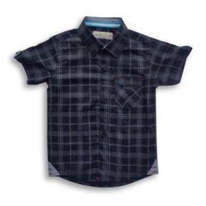 Boys Printed Grameen Check Shirt Black