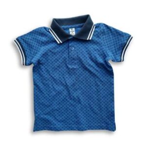Boys Stylish Printed Polo Shirt Blue