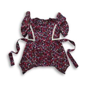 Girls Floral Print Stylish Frock Red