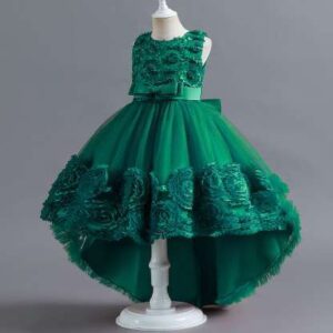 Girls Imported Floor Touch Party Dress Green