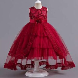 Girls Imported Party Dress Red Wine