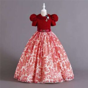 Girls Imported Party Dress Red Wine