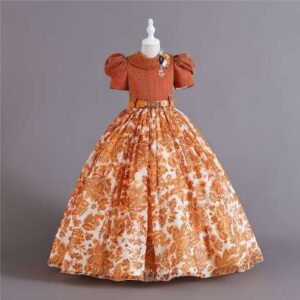 Girls Imported Party Dress Orange