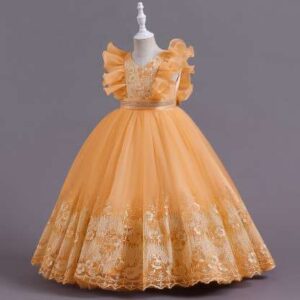 Girls Imported Party Dress Orange