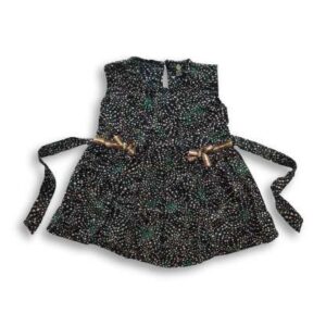 Girls Sleeveless Frock Multicolor Black