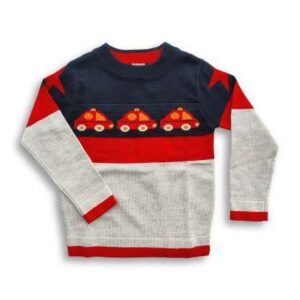 Kids Car Winter Sweater Blue