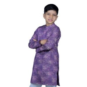 Slim Fit Boys Panjabi Jacquard Purple Multicolor Print