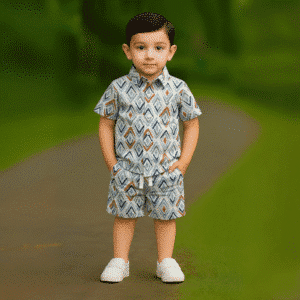 Boys All Over NOMADIC Print Shirt & Pant Set White & Multicolor