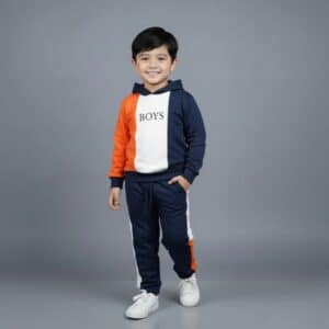 BOYS Winter Hoodie & Trouser Set Blue & Orange