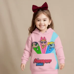 Powerpuff Girls Full Sleeve Hoodie for Girls Winter Outfit Cut & Saw